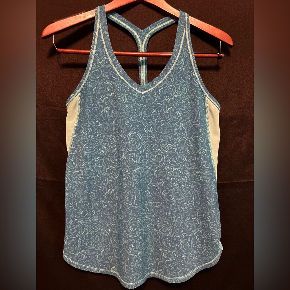 Lululemon Womens top tank S no size tag racer back teal green print gym